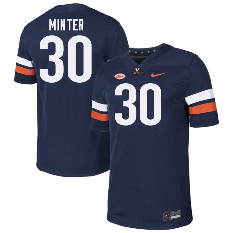 Virginia Cavaliers #30 Ethan Minter College Football Jerseys Stitched-Navy